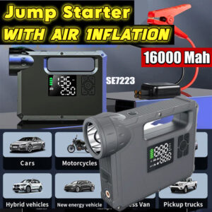 Multifunctional 5-in-1 Jump Starter, Air Pump, Lighting, USB Power Bank, 1000-2000A 16000mAh